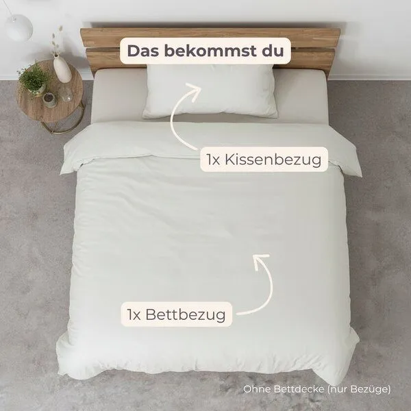AGA.PIE AGA.PIE Bettwäsche-Set aus 100% Lyocell aus Bambuscellulose, für Allergiker, Creme, – Produktbild 5 von 5