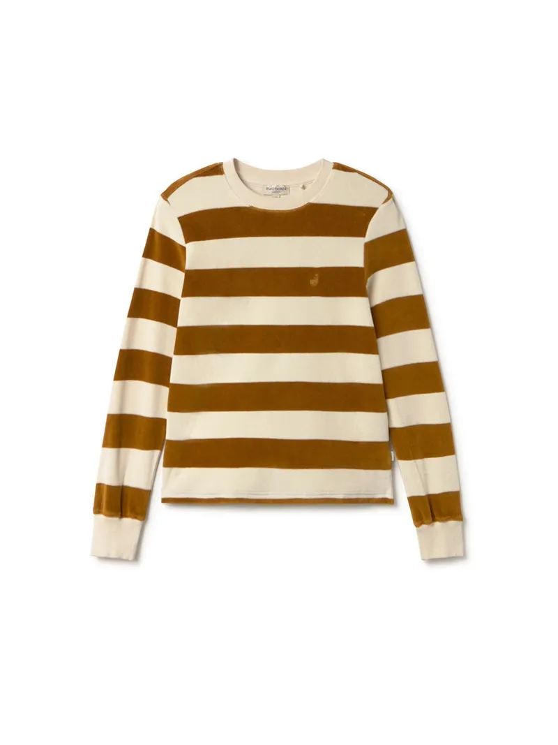 TWOTHIRDS TWOTHIRDS Damen vegan Sweatshirt Hawi Goldbraun Gestreift, Braun, – Produktbild 2 von 2