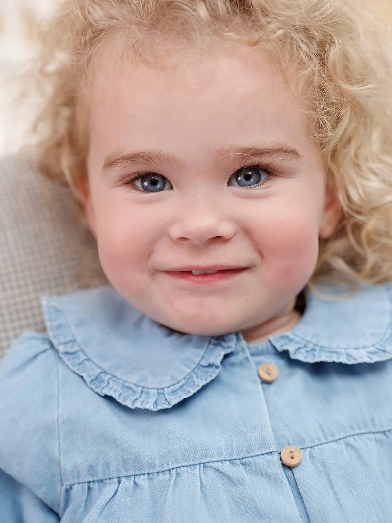 Vertbaudet Baby Bluse aus Light-Denim, Bleached, – Produktbild 1 von 4