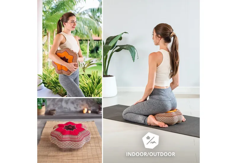 livasia Meditationskissen Zafukissen Stern klein, vegan und handgefertigt, 30x15cm, Kapok, Orange, – Produktbild 3 von 5