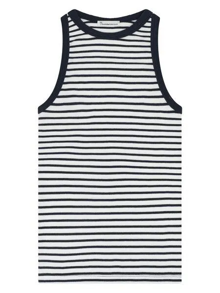 KnowledgeCotton Apparel KnowledgeCotton Apparel Tanktop gerippt - Racer rib top - aus Bio-Baumwolle, Blau (navy-stripe), – Produktbild 4 von 4