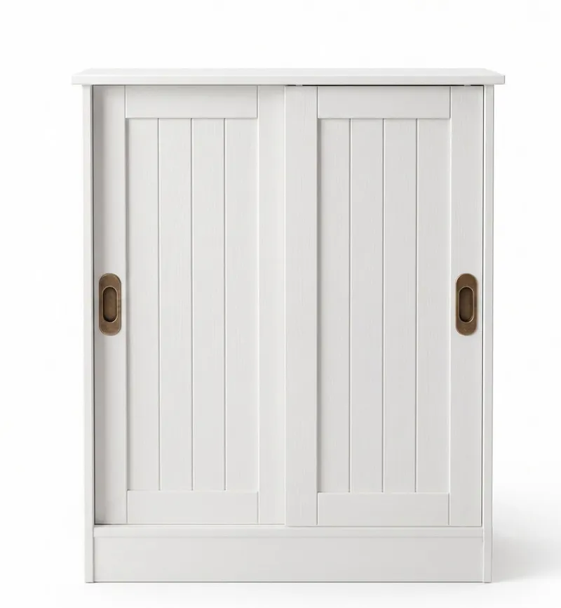 OTTO home Schuhschrank Malmö Schuhkommode mit Schiebetüren (B/T/H: 77/37/89 cm) aus massiver FSC®-zertifizierter Kiefer, Breite 77 cm, Weiß, – Produktbild 5 von 5