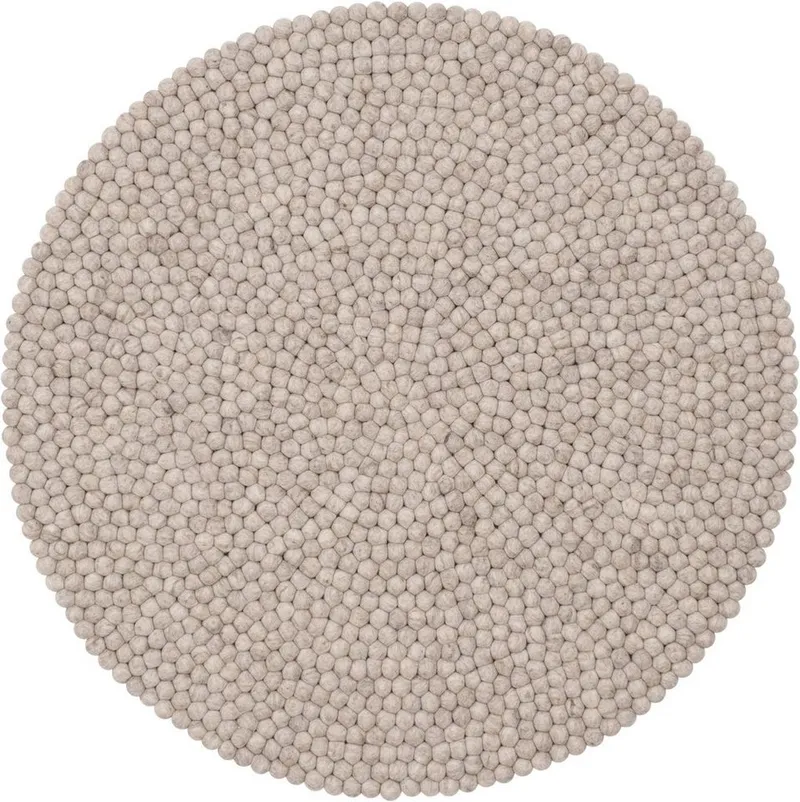 myfelt myfelt Wollteppich Béla Filzkugelteppich rund, rund, 100% reine Schurwolle, in verschiedenen Größen erhältlich, Beige, – Produktbild 2 von 5