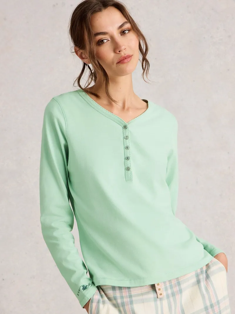 White Stuff Pyjamatop Penny - XL, Hellgrün, – Produktbild 3 von 4