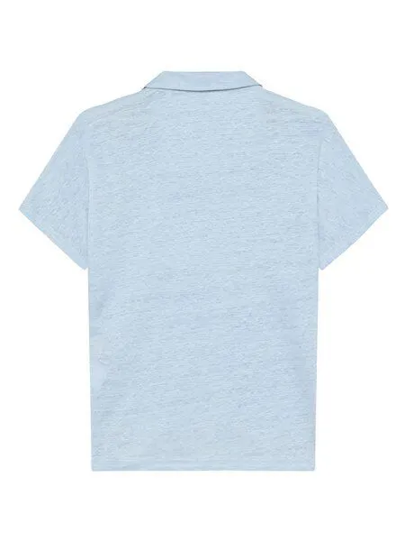 KnowledgeCotton Apparel KnowledgeCotton Apparel Poloshirt BAT SLEEVE aus Bio-Leinen, Blau (skyway), – Produktbild 3 von 3
