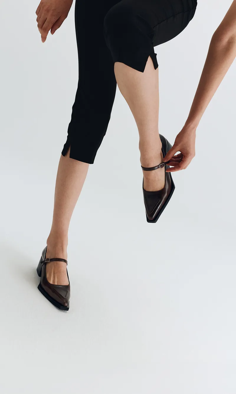 Prev Prev Damen vegan Mary Jane Schuhe Julia Sienna Braun, Dunkelbraun, – Produktbild 1 von 2