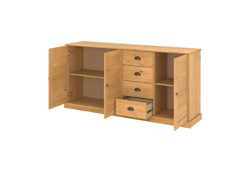 OTTO home Sideboard Turia, mit Lamellentüren, Kommode aus massivem Kiefernholz, FSC®, 4 Schubkasten, Breite 166 cm, Beige, – Produktbild 5 von 5