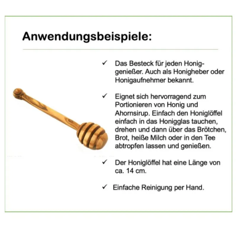 Olivenholz erleben Olivenholz erleben Honigheber (14 cm) aus Olivenholz – Produktbild 6 von 7