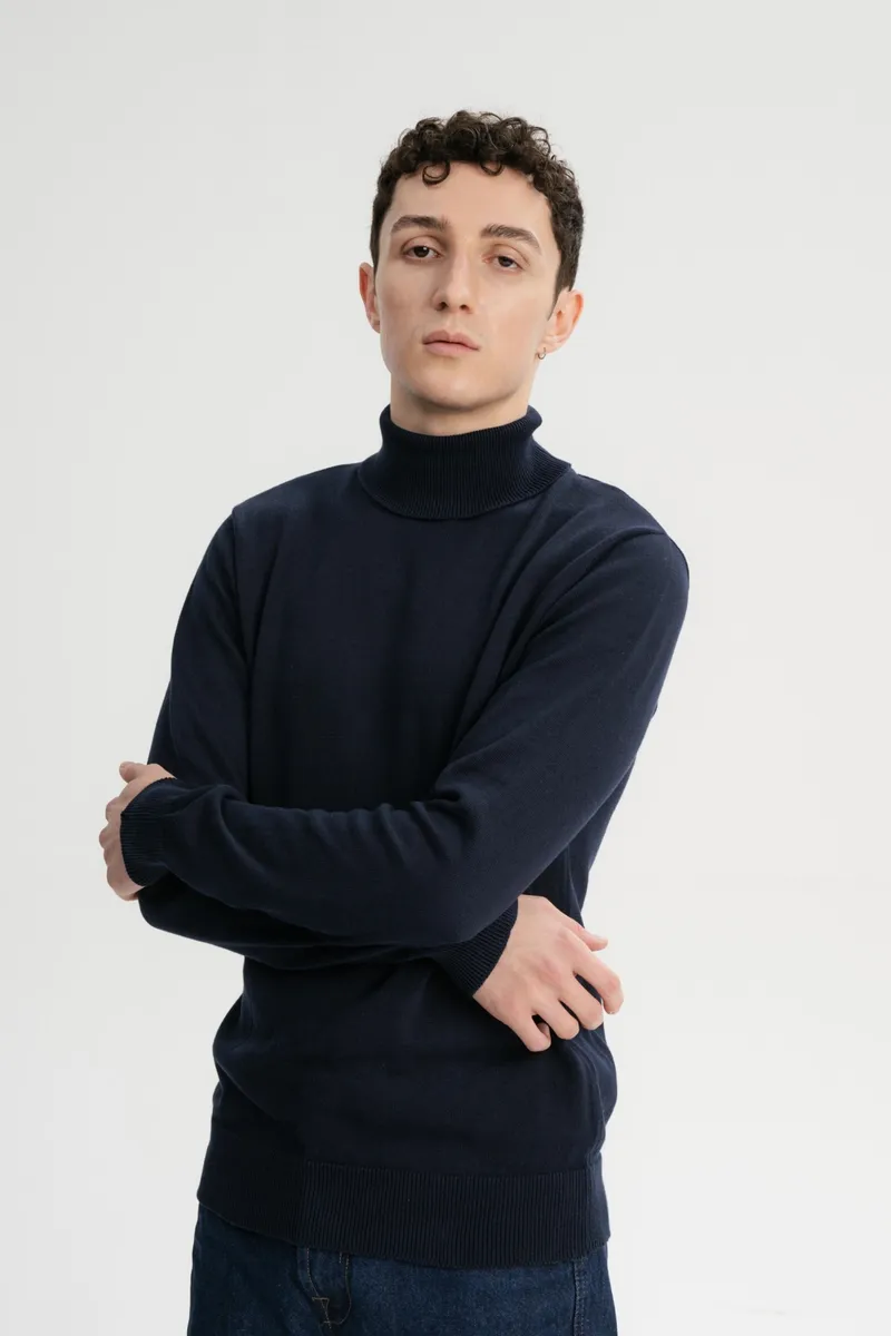 MELA MELA Herren vegan Rollkragenpullover Kanja Navy, Extra dunkelblau, – Produktbild 2 von 2