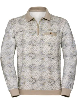 marco donati Langarm-Poloshirt weiß-bedruckt – Produktbild 1 von 1
