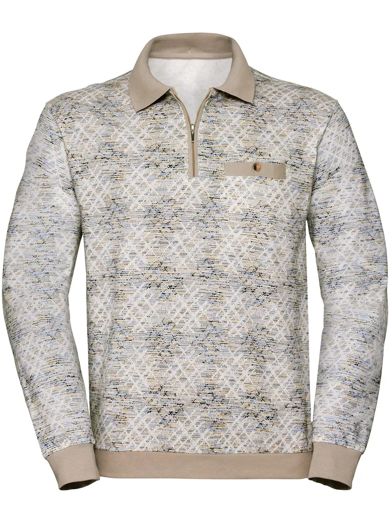 marco donati Langarm-Poloshirt weiß-bedruckt, Weiß-bedruckt, – Produktbild 1 von 2