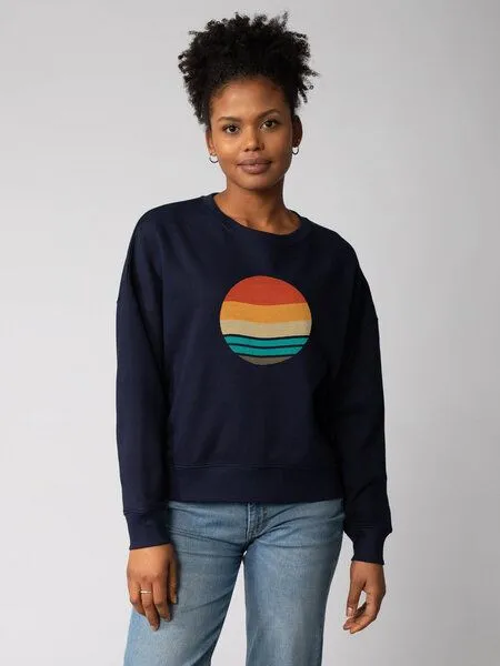 watapparel watapparel Sweatshirt Frauen Retro Sunset Ocean, French navy, – Produktbild 2 von 2