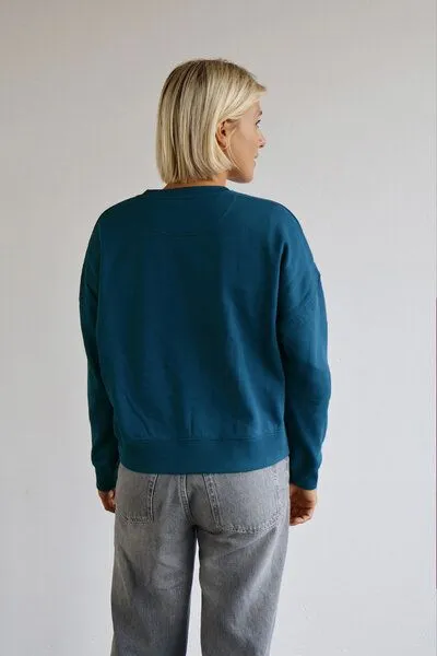 Kultgut Kultgut Goodness Sweater 100% Bio-Baumwolle - Ein schöner Allrounder im Boxistyle, Petrol, – Produktbild 4 von 4
