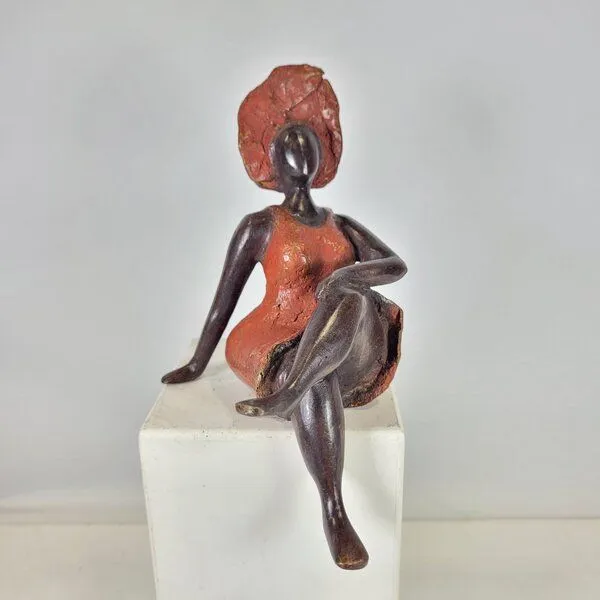 Moogoo Creative Africa Moogoo Creative Africa Bronze-Skulptur "Bobaraba Tanja" by Alain Soré | 20cm 800g | verschiedene Farben, Rot, – Produktbild 1 von 3