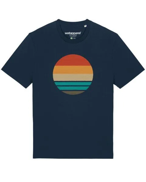 watapparel watapparel T-Shirt Retro Sunset Ocean, French navy, – Produktbild 1 von 3