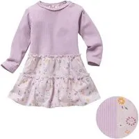 People Wear Organic People Wear Organic Langarm-Kleid im Stoffmix, flieder bedruckt mit Frühlingsblumen, aus Bio-Baumwolle – Produktbild 1 von 1