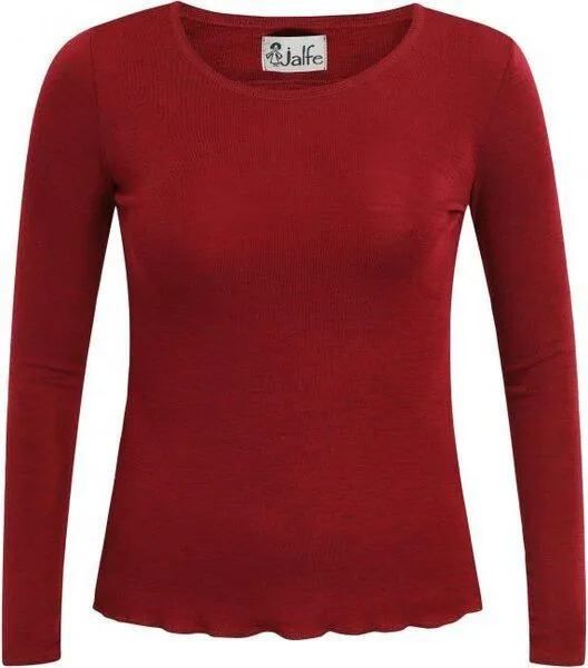 Jalfe Jalfe Longsleeve Wolle plain melange, Dark red, – Produktbild 1 von 1