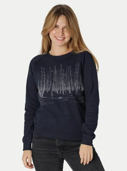 Peaces.bio - handbedruckte Biomode Peaces.bio - handbedruckte Biomode Damen Sweatshirt Woodland, Navy, – Produktbild 2 von 2
