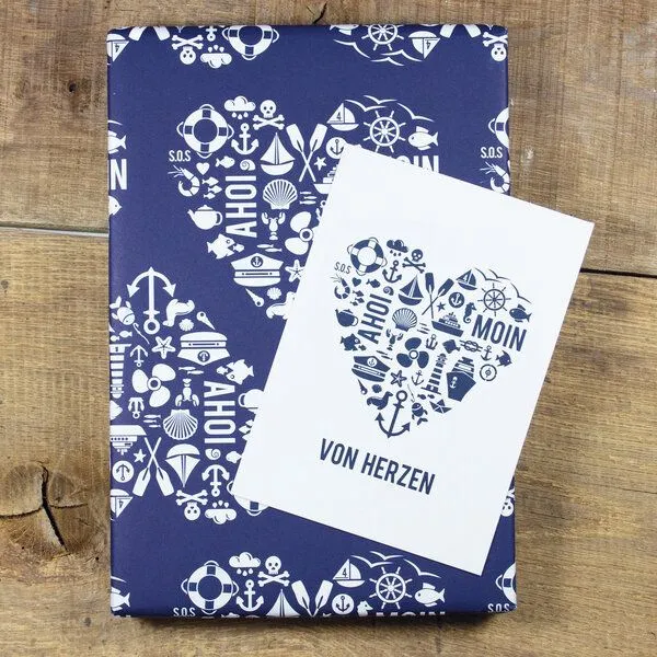 Bow & Hummingbird Bow & Hummingbird Postkarte "Von Herzen (maritim)" – Produktbild 2 von 3