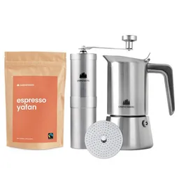 GROENENBERG GROENENBERG Kaffee Spar Set 4: Espressokocher + Espresso Bohnen 250g + Kaffeemühle – Produktbild 1 von 1