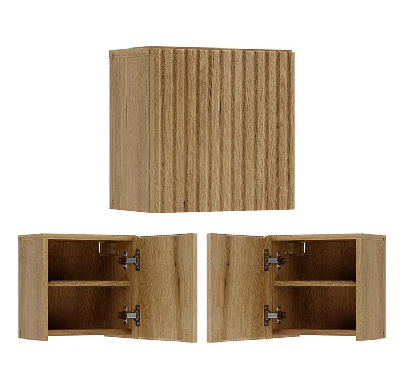 Lomadox Hängeschrank NEWPORT-56-EVOKE 30x30 cm mit 1 Tür, Eiche mit gerillter Front, Braun, – Produktbild 1 von 5