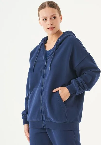 ORGANICATION ORGANICATION ESSENTIALS-JALE- Soft Touch Sweatjacke aus Bio-Baumwolle, Navy, – Produktbild 3 von 4