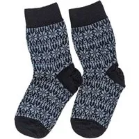 hirsch natur hirsch natur Feinstrick Norweger Socken bio Schurwolle Kinder, Marine/hellblau, – Produktbild 1 von 1