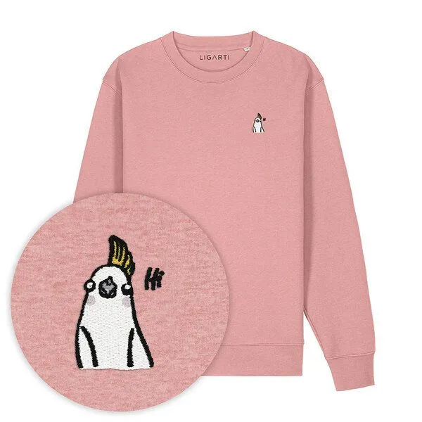 LIGARTI Bestickter Pullover – Heidi der Nymphensittich – LIGARTI Tiermanufaktur, Altrosa, – Produktbild 1 von 3