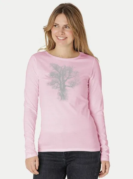 Peaces.bio - handbedruckte Biomode Peaces.bio - handbedruckte Biomode Bio-Damen-Langarmshirt Chestnut, Rosa, – Produktbild 2 von 3