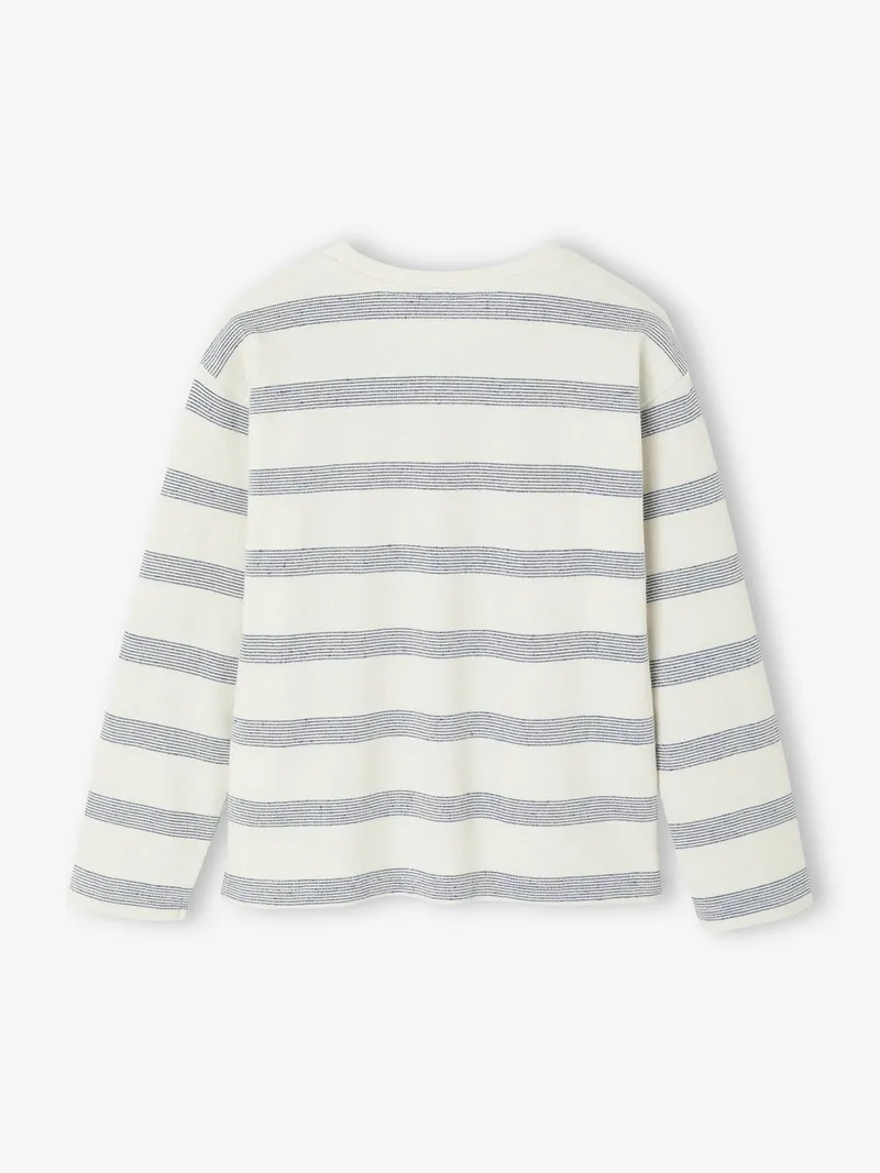 Vertbaudet Jungen Shirt in Streifen-Optik, Weiß gestreift, – Produktbild 3 von 4