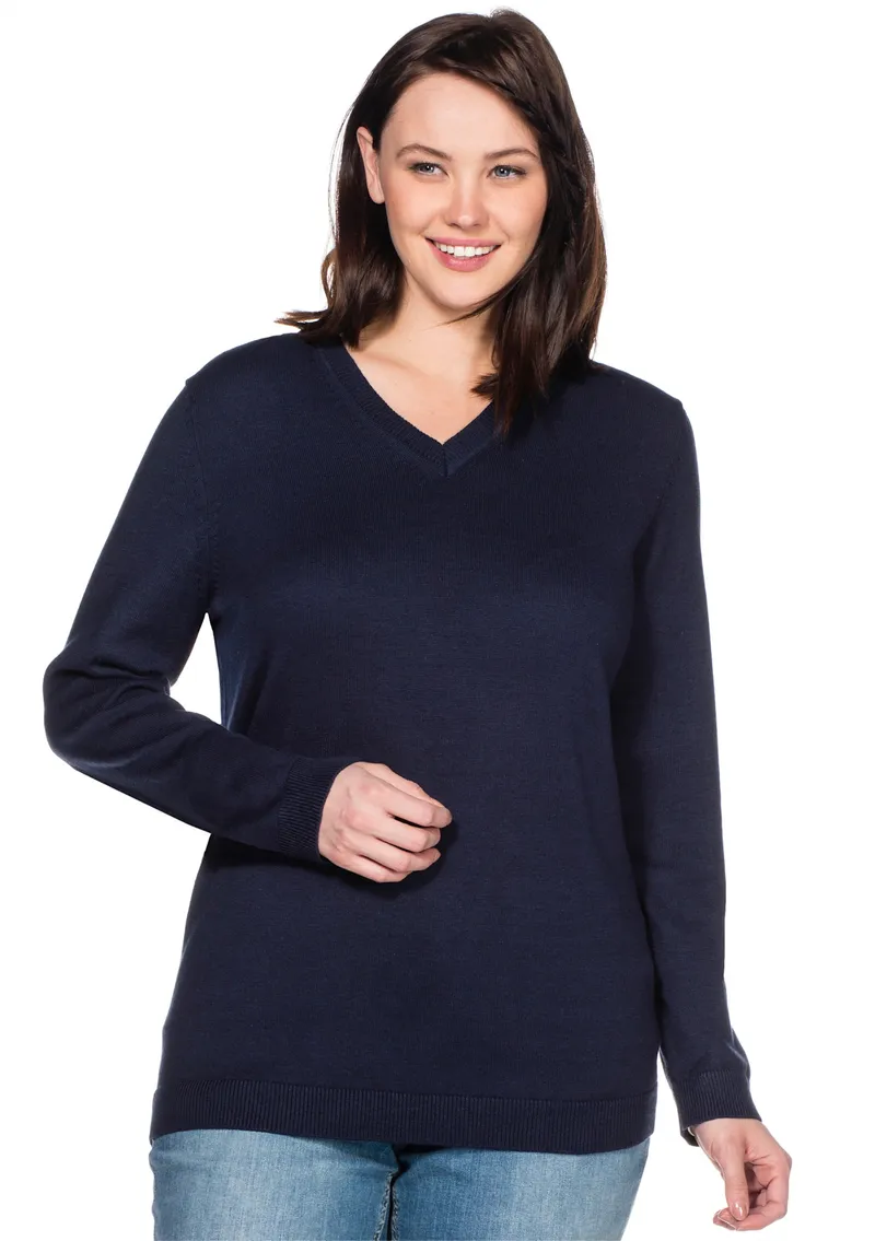 sheego Feinstrickpullover, Marine, – Produktbild 2 von 3