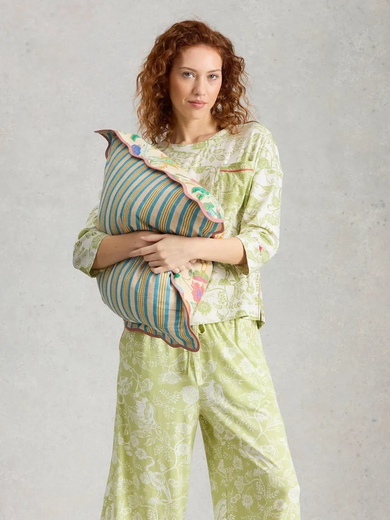 White Stuff Bedrucktes Pyjamatop Maya - XL, Grün print, – Produktbild 1 von 4