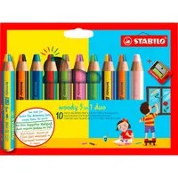 Stabilo STABILO Duo Buntstift woody 3 in 1 duo, zweifarbige Mine, 10er Pack inkl. Spitzer – Produktbild 1 von 1