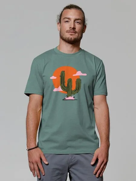 watapparel watapparel T-Shirt Unisex Kaktus im Sonnenuntergang, Green bay, – Produktbild 1 von 3