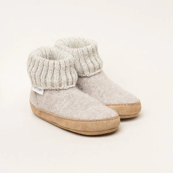 Gottstein Gottstein Kinder Hüttenschuh Alpine Boot LE - Aus reiner Bio-Schafwolle für Jungen & Mädchen mit Ledersohle, Beige, – Produktbild 1 von 3