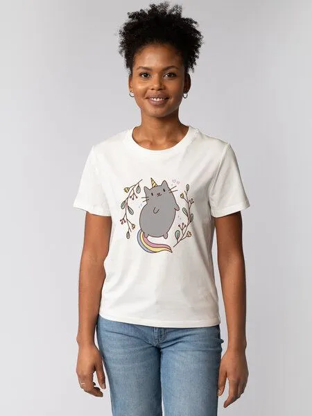 watapparel watapparel T-Shirt Frauen Unicorn Cat, Off white, – Produktbild 2 von 2