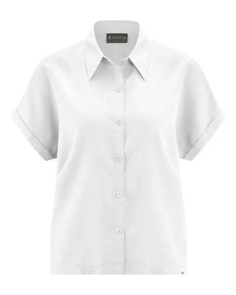 HempAge HempAge Damen Lyocell Bluse (auf Hanf Basis) Normal Fit, White (weiß), – Produktbild 3 von 4