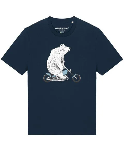 watapparel watapparel T-Shirt Unisex Bär auf Bike, French navy, – Produktbild 1 von 3