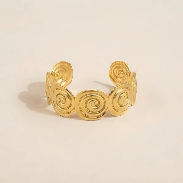 ELEKTROPULLI ELEKTROPULLI SPIRAL Armreif ca. 65 mm x 23 mm, Gold, – Produktbild 1 von 2