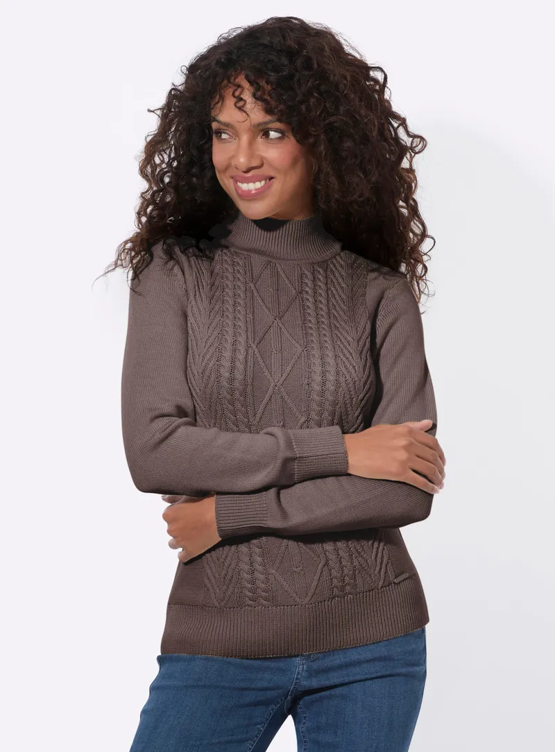 Witt Stehkragenpullover dunkeltaupe, Dunkeltaupe, – Produktbild 3 von 3