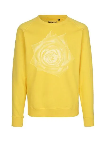 Peaces.bio - handbedruckte Biomode Peaces.bio - handbedruckte Biomode Bio Damen Sweatshirt Loose Fit Rose, Gelb, – Produktbild 1 von 3