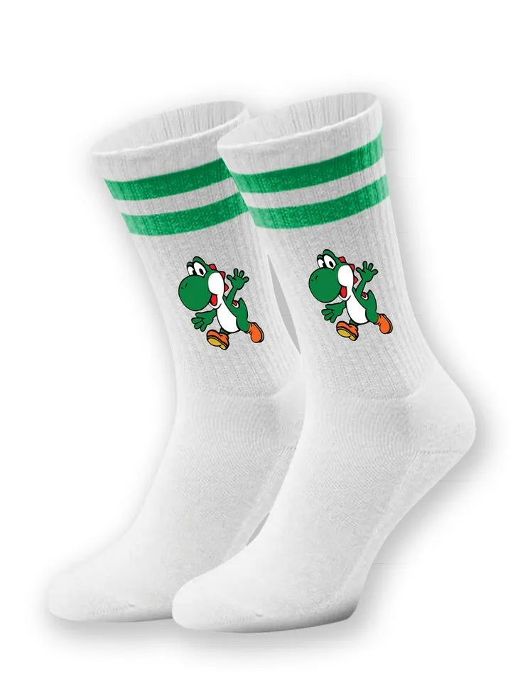 Youth Designz Tennissocken Unisex Socken "Yoshi Game" Aufdruck lustig Geschenk Statement mit verstärkter Verse und Zehenbereich, Grün, – Produktbild 1 von 5