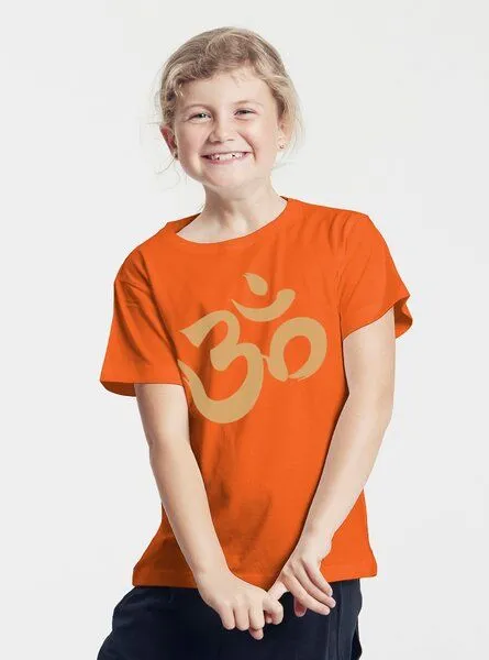 Peaces.bio - handbedruckte Biomode Peaces.bio - handbedruckte Biomode Bio-Kinder T-Shirt Om, Orange, – Produktbild 2 von 2