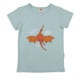 Walkiddy Walkiddy T-Shirt Hellblau Bunter Drache-Frontprint Bio-Baumwolle GOTS – Produktbild 1 von 1