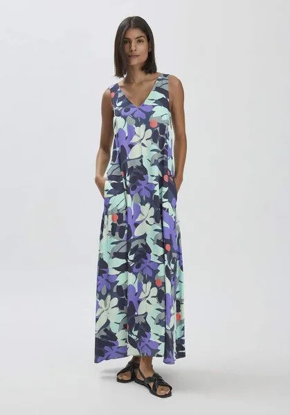 hessnatur hessnatur Print Kleid Maxi Regular aus LENZING ECOVERO, Agavengrün, – Produktbild 1 von 4