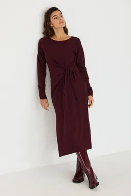 SKFK SKFK Damen vegan Midi-Strickkleid Mit Knoten Farbe Ide Brown – Produktbild 1 von 1