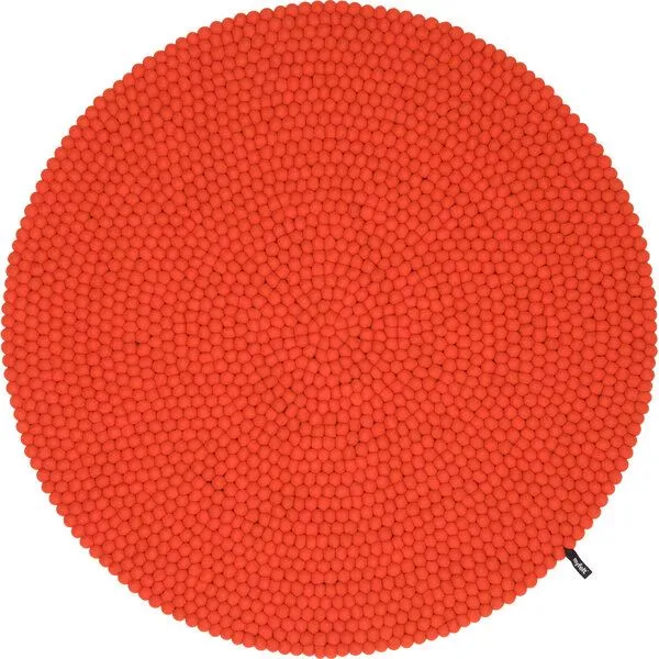 myfelt myfelt Filzkugelteppich rund, 100% Schurwolle, Mats (rotorange), – Produktbild 1 von 3