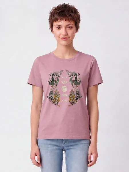 watapparel watapparel T-Shirt Frauen Moonphases & Flowers, Lilac dream, – Produktbild 2 von 2