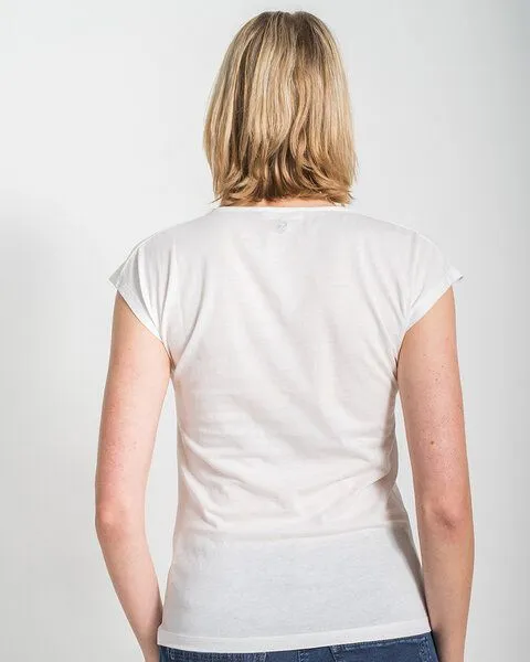 Alma & Lovis Alma & Lovis Shirt mit Wasserfall-Ausschnitt, aus Bio-Baumwolle | Short Cascade, Weiss, – Produktbild 3 von 4