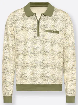 marco donati Langarm-Poloshirt khaki-bedruckt – Produktbild 1 von 1